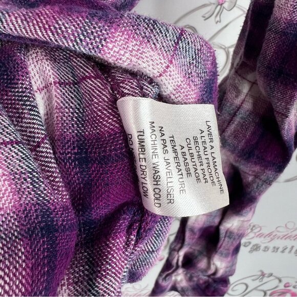 Blue crush hoodie style shirt stripes pink white Purple Plaid Button-Up Shirt - Picture 8 of 10